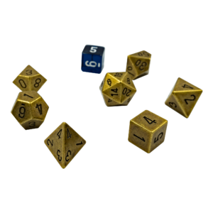 Chessex: Metal Polyhedral Old Brass 7 - Juego de Dados