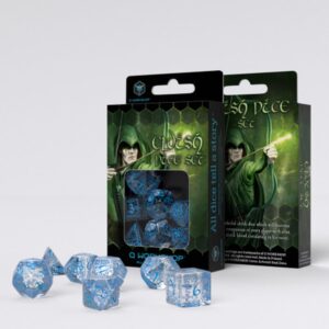 Q Workshop Elvish Transparent/Blue - Juego de Dados